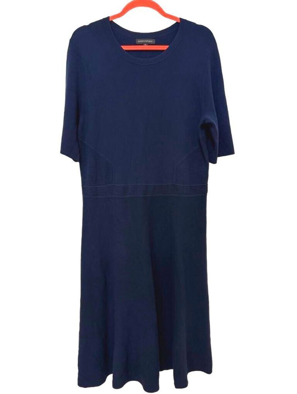Banana Republic Navy Blue Knit Midi Dress Women’s XL Short Sleeve Work Career